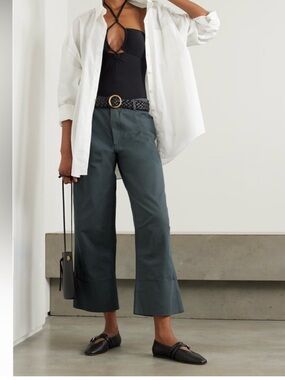Faithfull the Brand Wide Leg Crop Pants in Deep Green